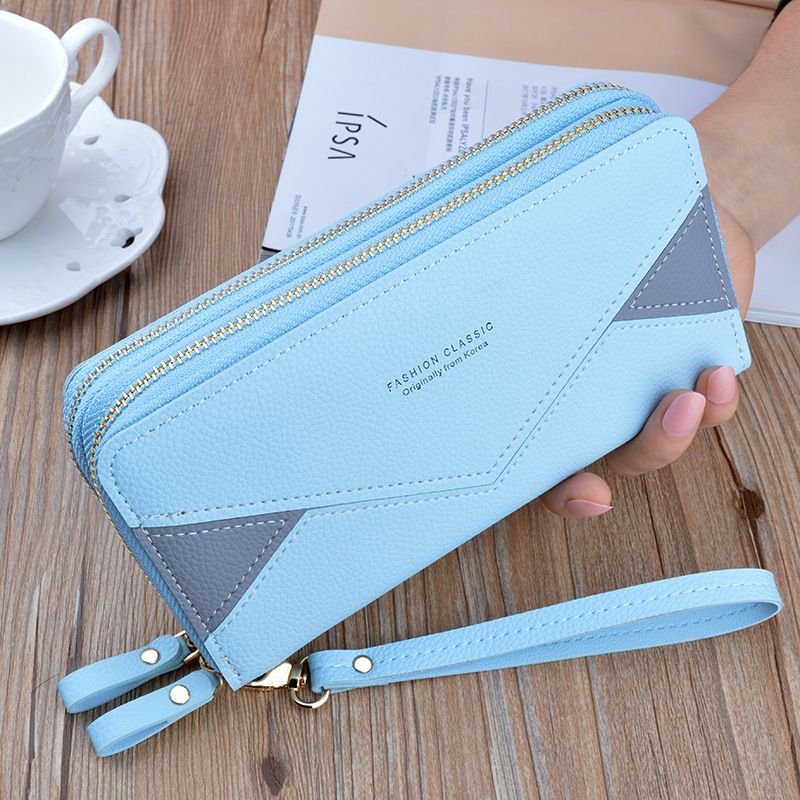 Women Fashion Long Sleeve Double Zipper PU Purses