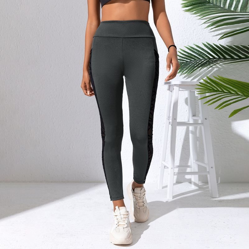 Women Fashion Mesh Stitching High Waist Hip Exercise Fitness Running Yoga Leggings