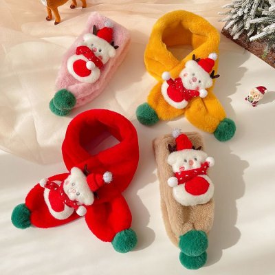 Kids Boys Girls Winter Casual Cute Christmas Snowman Plush Scarf