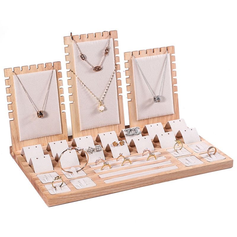 Simple Wood Flannel Jewelry Display Set