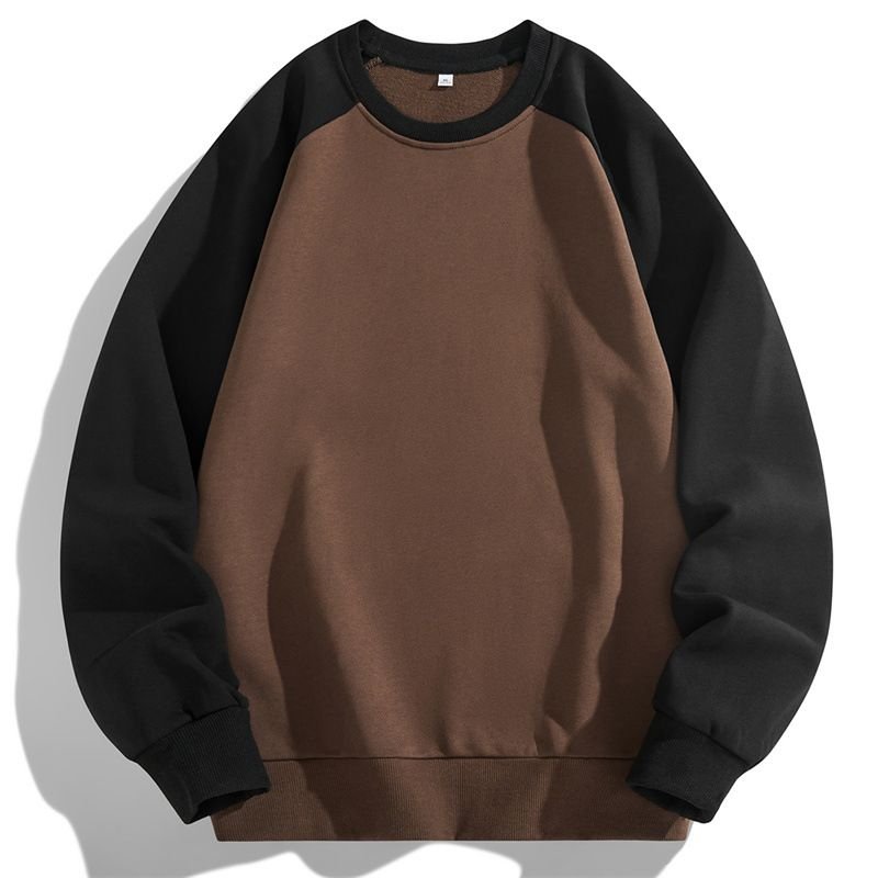 Men Fashion Casual Basic Color Matching Plus Size Long Sleeve Round Neck Sweatshirts