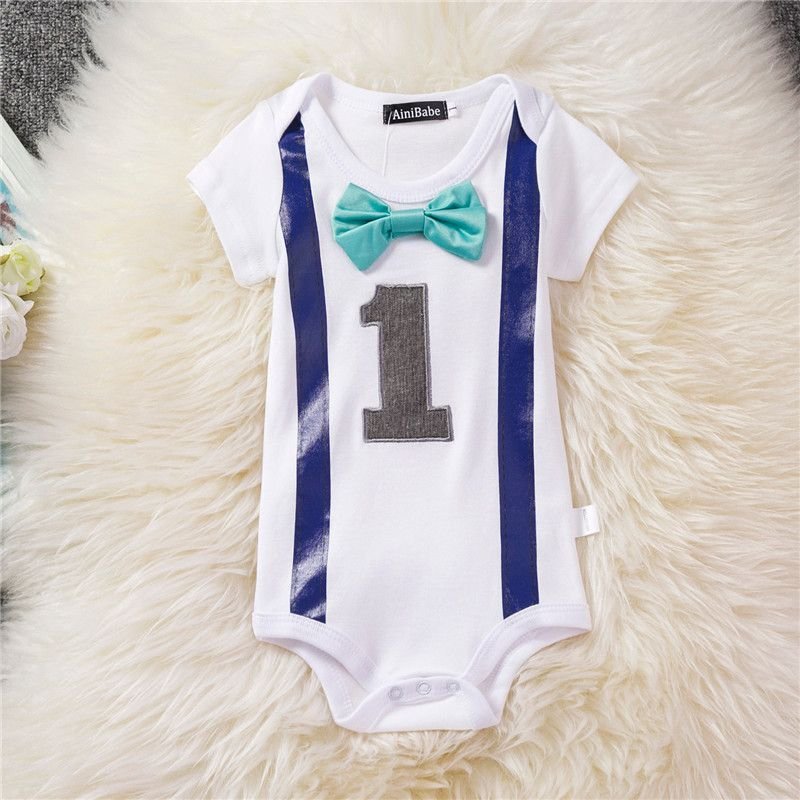 Baby Toddler Boys Clothes 1st Birthday Casual Short Sleeves Bodysuit