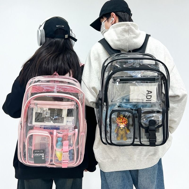 Fashionable Large Capacity Double-Layer Multi-Pocket Clear Pvc Backpack