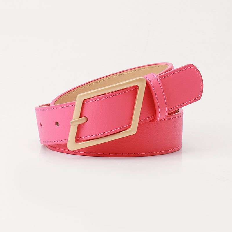 Women Fashion Solid Color Alloy Pin Buckle Belt