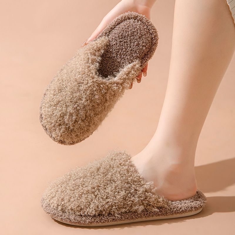 Autumn Winter Women Fashion Solid Color Plush Plus Size Home Slippers