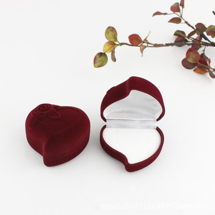 Valentine Day Heart Rose Jewelry Storage Packaging Ring Box