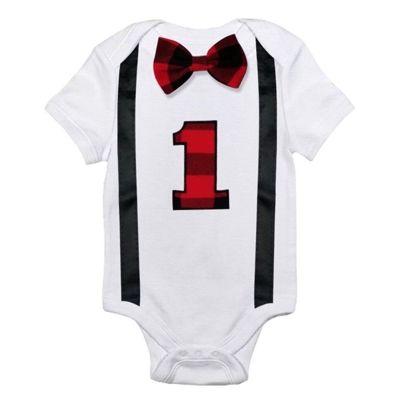 Baby Toddler Boys Clothes 1st Birthday Casual Short Sleeves Bodysuit