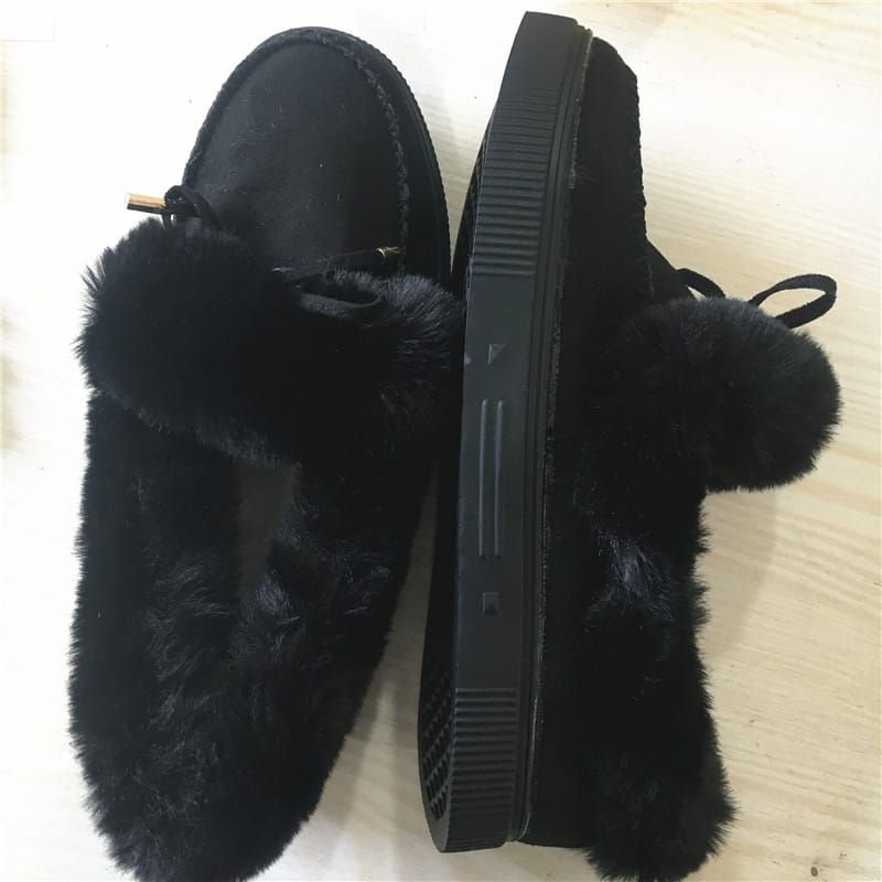 Size:5-11 Women Fashion Plus Size Bow Decor Thick-soled Plush Snow Boots