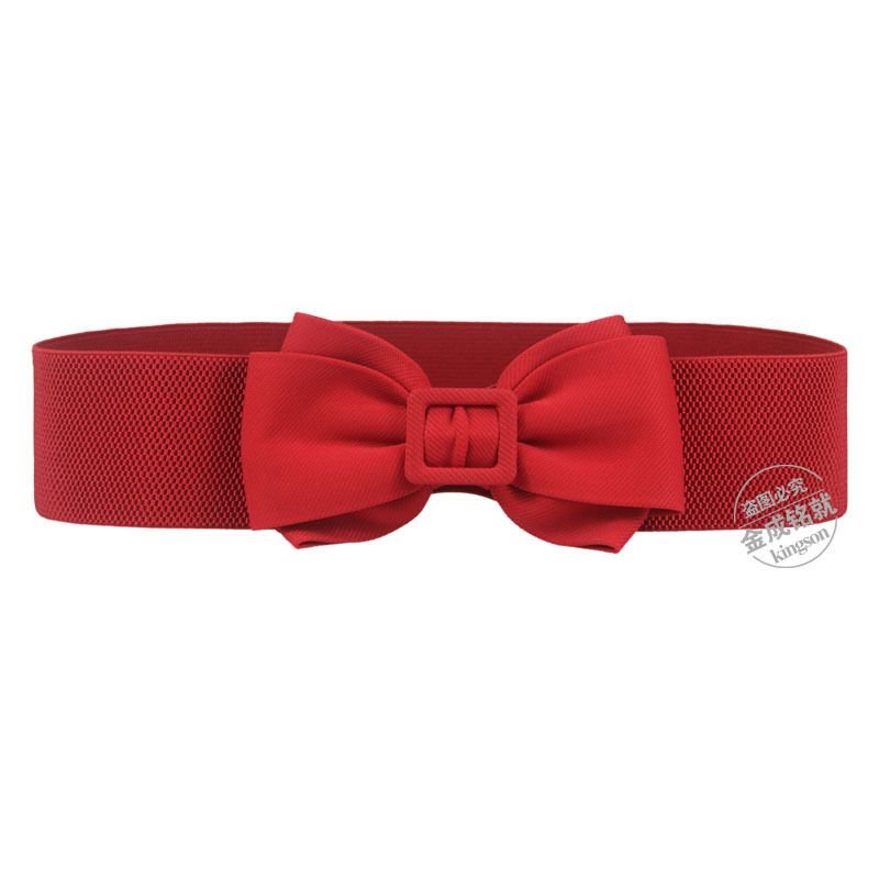 Women Fashion Solid Color Bow Elastic Belt