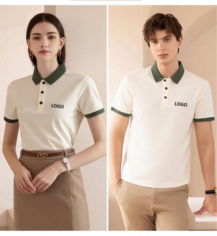 Women Men Unisex Short Sleeve Cotton Tooling Polo Shirt Customized Work Clothes