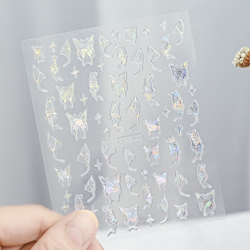 Laser Gold And Silver Gothic Liquid Butterfly Nail Art Sticker