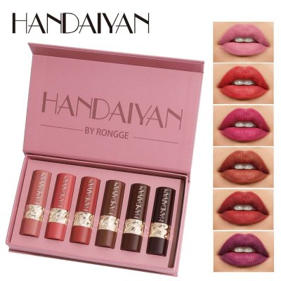 Handaiyan Women Simple Natural Easy To Color Six Matte Lipstick Set