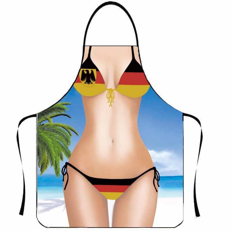 Funny Personality Creative Muscle Men Bikini Series Cartoon Couple Apron