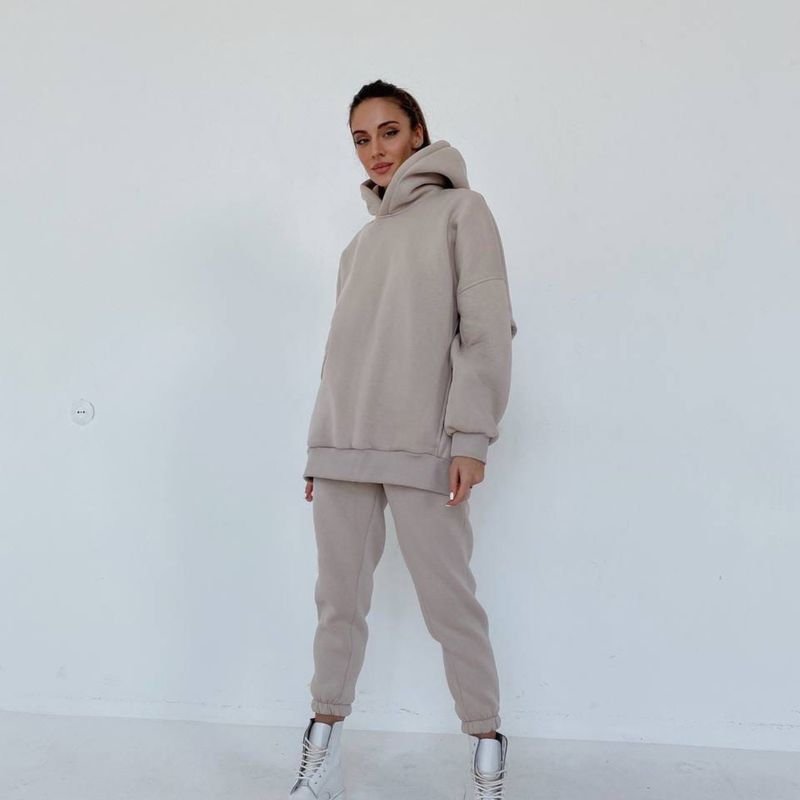 Autumn And Winter Women Fashion Casual Sports Hoodie Pants Two-Piece Set