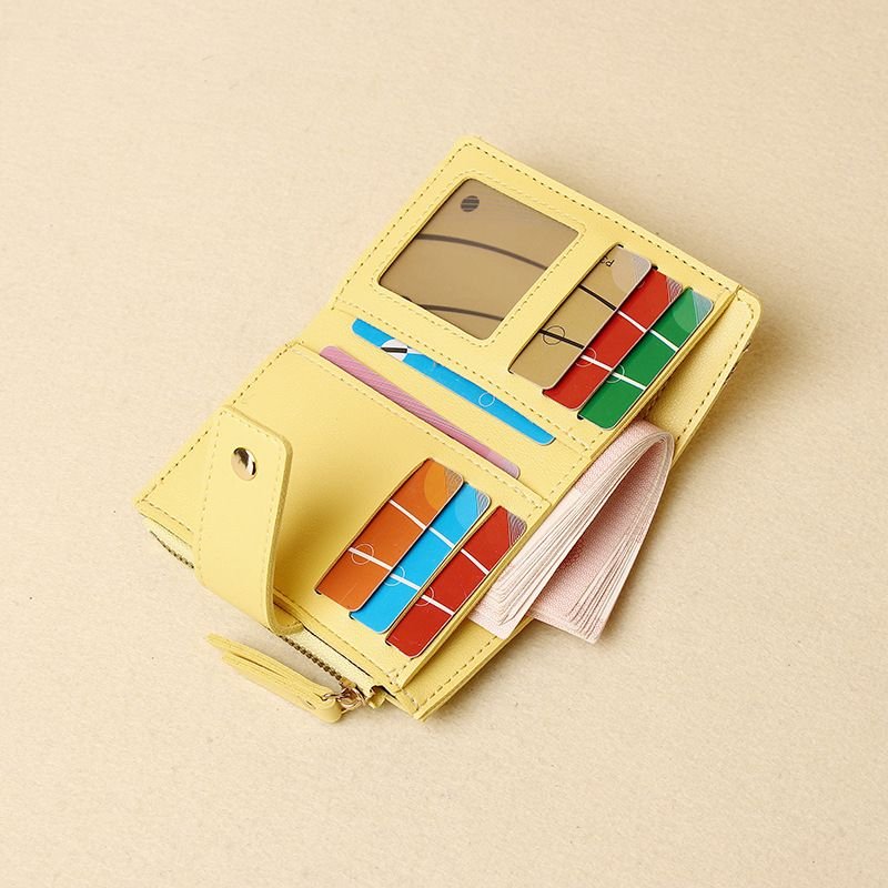 Women Fashion Solid Color Diamond Multi Card Mini Wallet