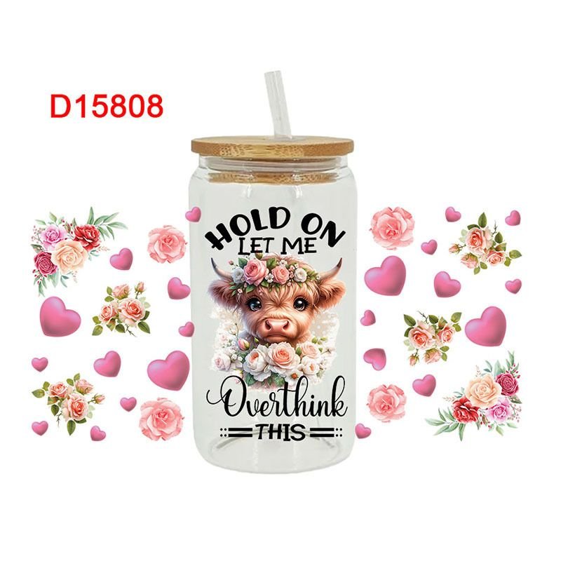 Cartoon Cute Sunflower Calf Printing UV Transfer Glass Crystal Paste