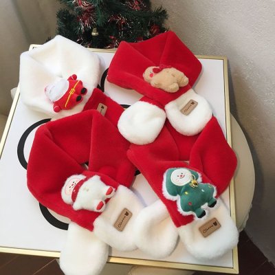 Kids Boys Girls Winter Casual Cute Christmas Cartoon Plush Scarf