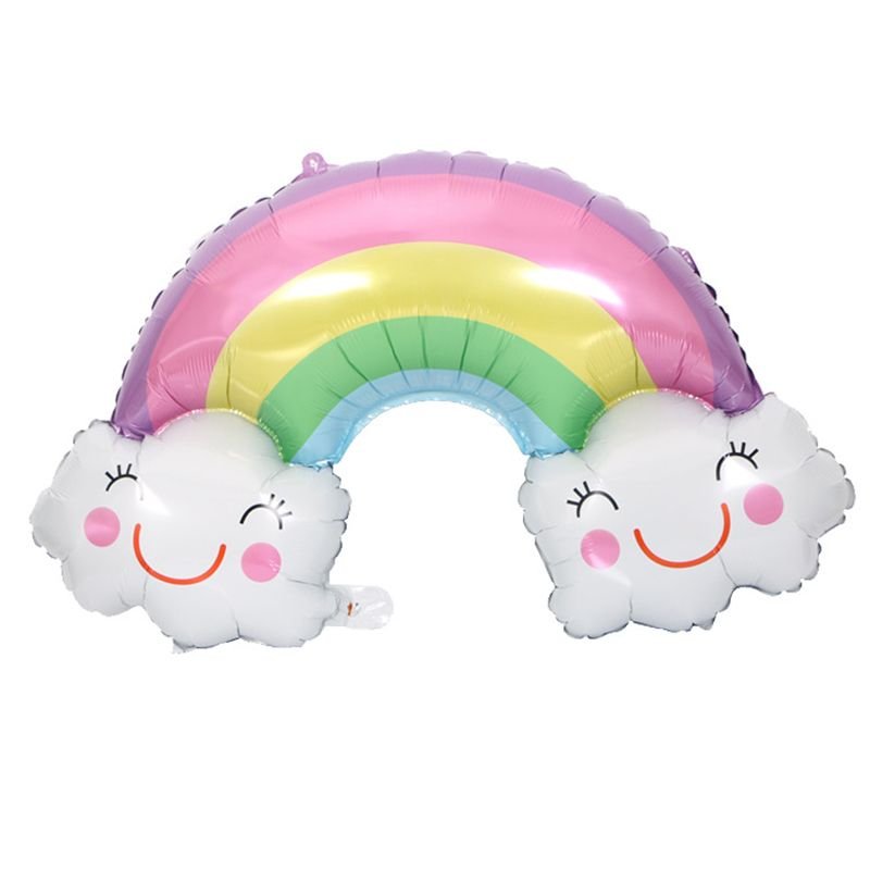 Latest Style Cartoon Smile Double Clouds Rainbow Pattern Birthday Party DIY Supply Foil Balloon