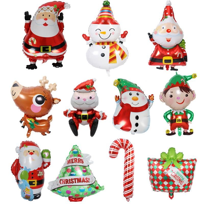 Christmas Cartoon Santa Snowman Sock Balloon Holiday Party Decoration