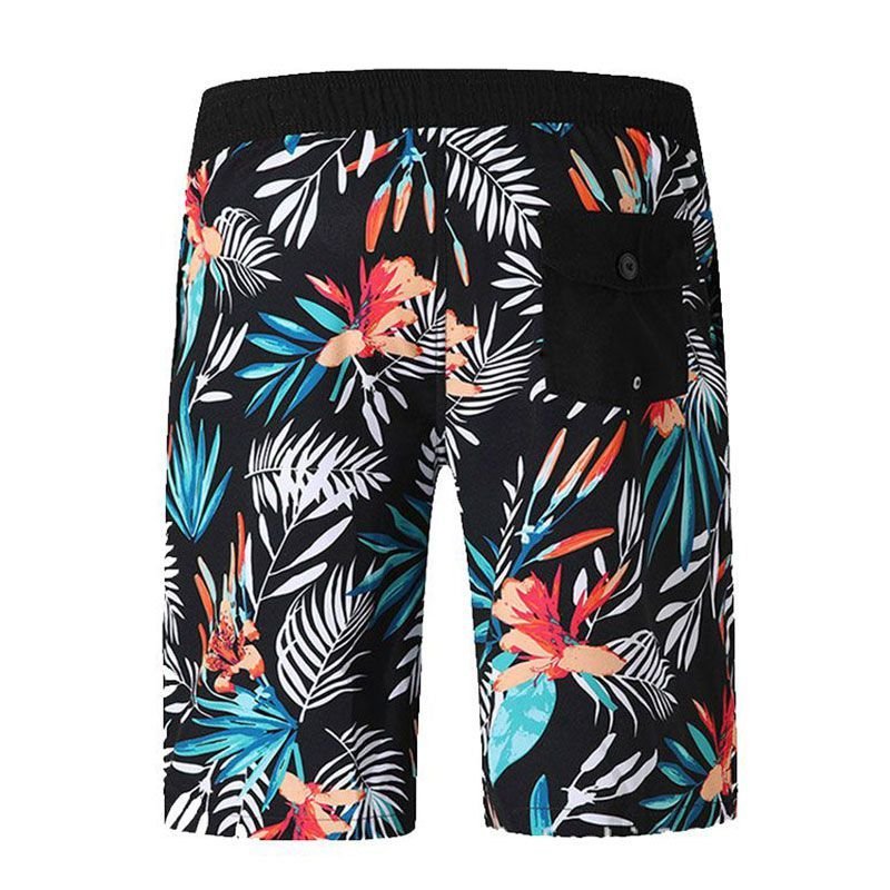 Men Leaves Print Casual Beach Shorts