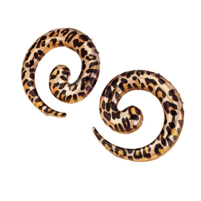 Women Fashion Geometric Leopard Spiral Circle Shape Earrings