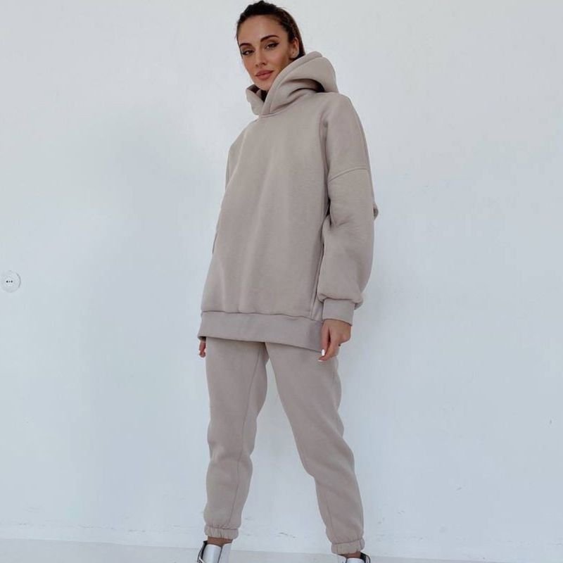 Autumn And Winter Women Fashion Casual Sports Hoodie Pants Two-Piece Set