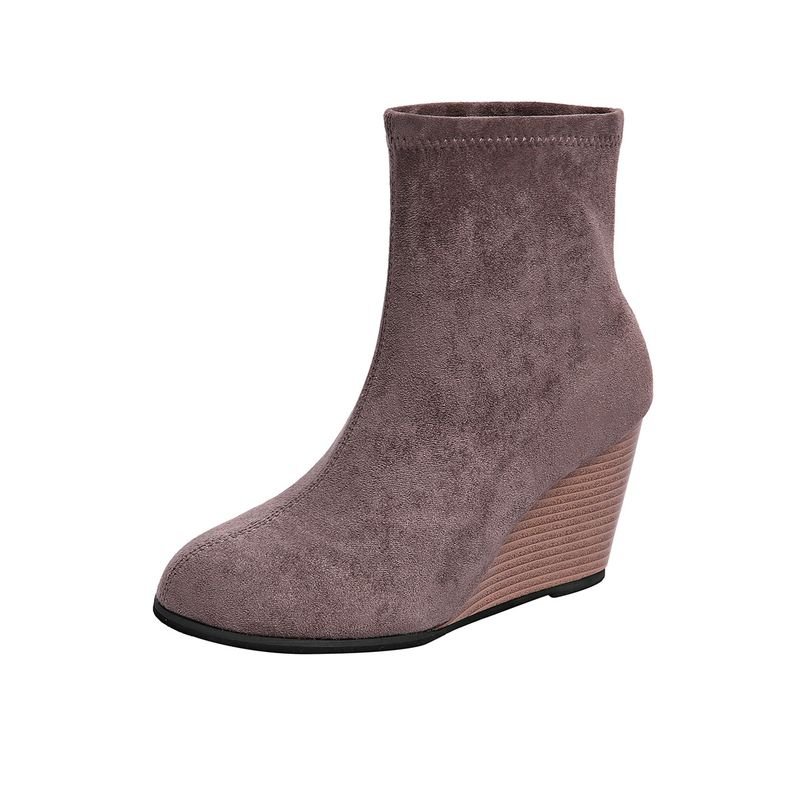 Autumn Winter Women Fashion Plus Size Suede Wedge Heel Short Boots