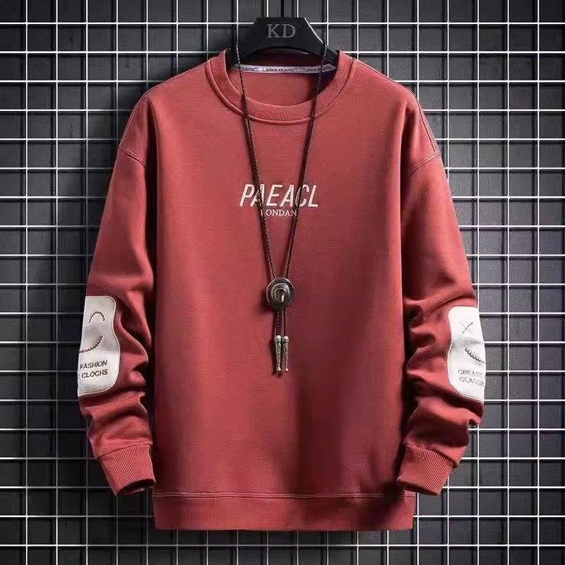 Men Spring Autumn Fashion Casual Alphabet Embroidery Fleeces Long Sleeve Round Neck Sweatshirts