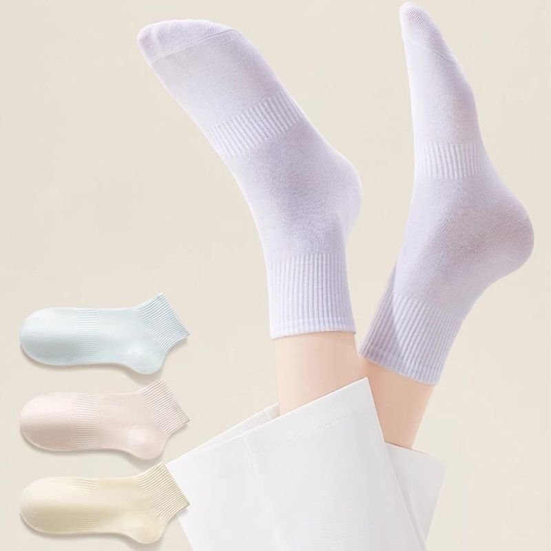 Seamless Women Solid Color Sweat-Absorbent Breathable Cotton Ankle Socks Custom