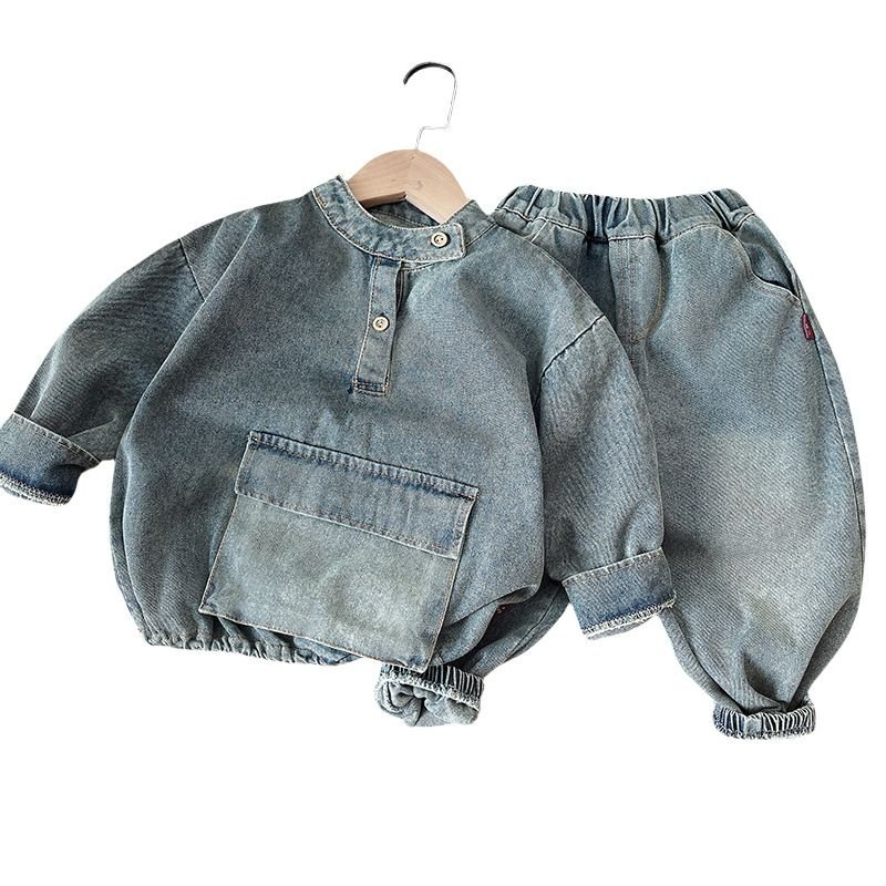 Kids Toddler Boys Fashion Casual Long Sleeve Denim Coat Jeans Set