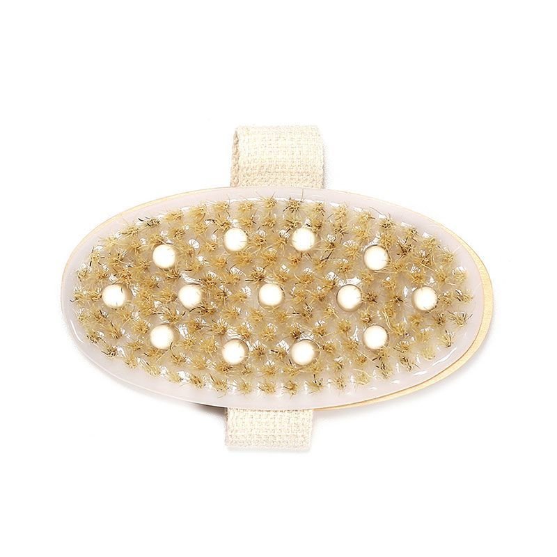 2 In 1 Oval Shape Natural Bristles Body Bath Massage Brush