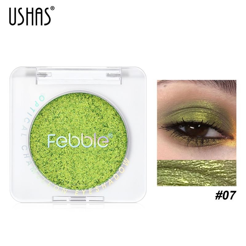 USHAS Women Simple Fine Flashing Color Change Anti-Makeup Eye Shadow Plate