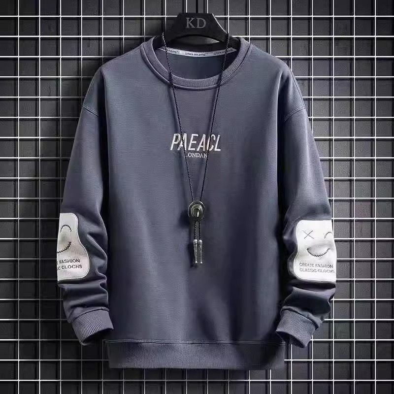 Men Spring Autumn Fashion Casual Alphabet Embroidery Fleeces Long Sleeve Round Neck Sweatshirts