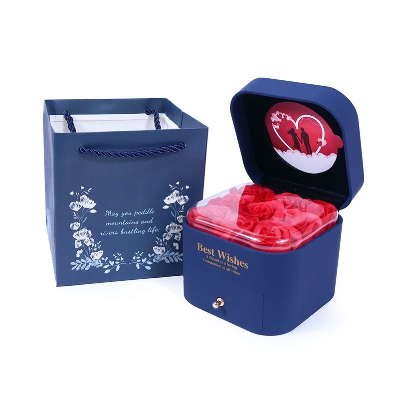 Rose Gift Box Valentine Day Jewelry Ring Lipstick Packaging Drawer Box