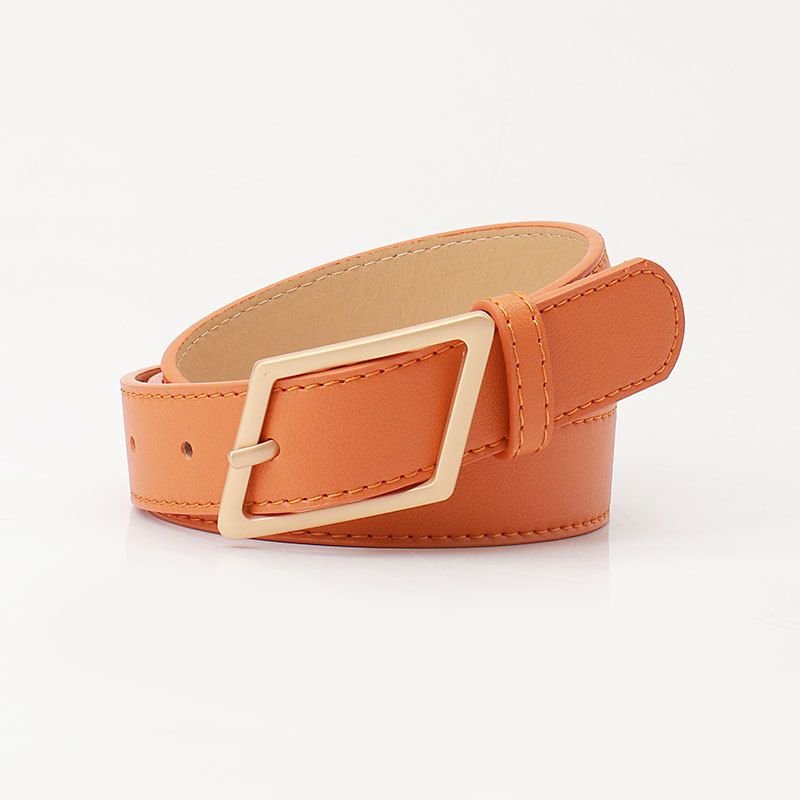 Women Fashion Solid Color Alloy Pin Buckle Belt