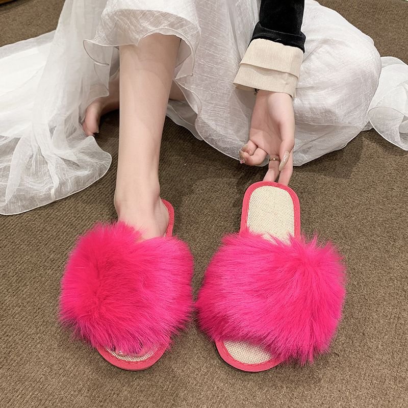 Women Fashion Plush Flat Slippers