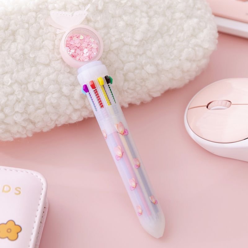 Cartoon Cute Sequins Butterfly 10 Color Ballpoint Pen Student Stationery