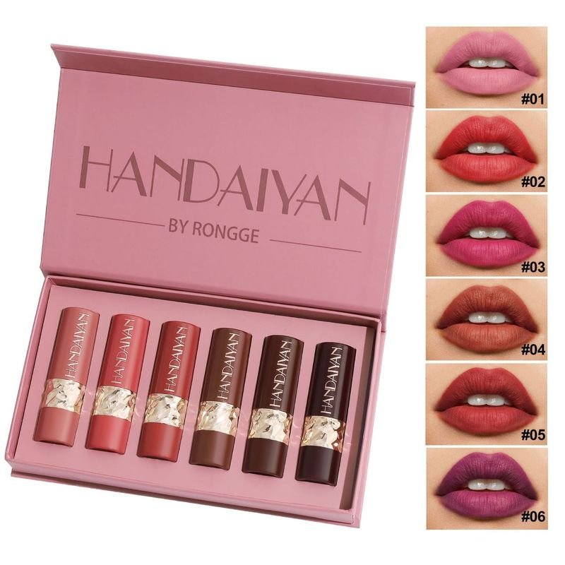 Handaiyan Women Simple Natural Easy To Color Six Matte Lipstick Set