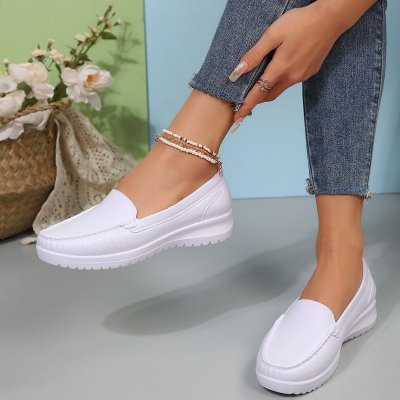 Simple Solid Color PU Loafers