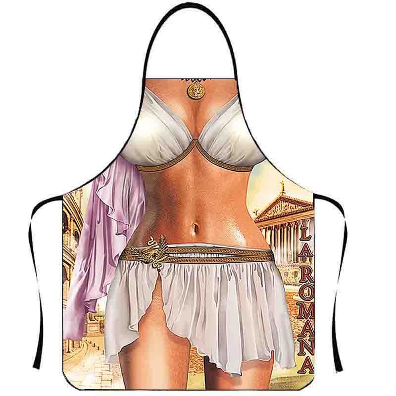 Funny Personality Creative Muscle Men Bikini Series Cartoon Couple Apron