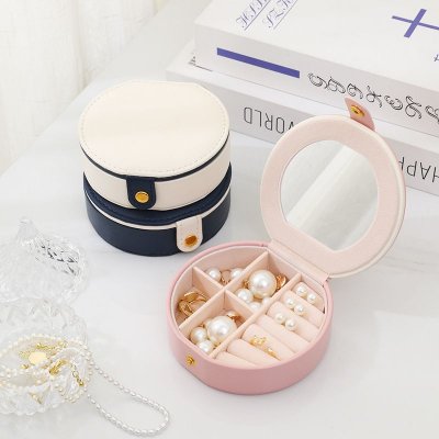 Fashion Round Jewelry Mirror Storage Box