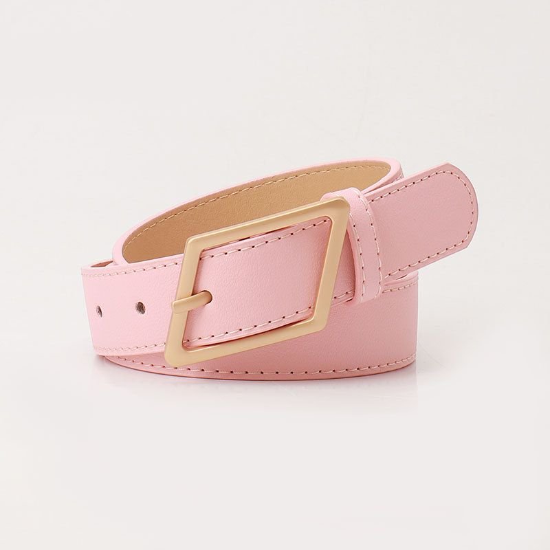 Women Fashion Solid Color Alloy Pin Buckle Belt