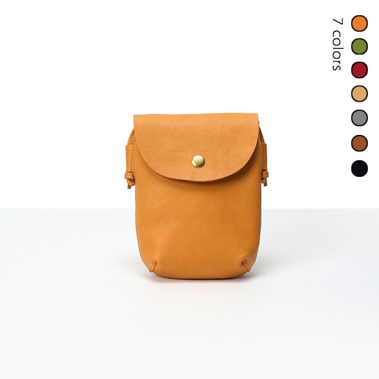 Women Simple Solid Color Leather Flap-On Mini Crossbody Bag