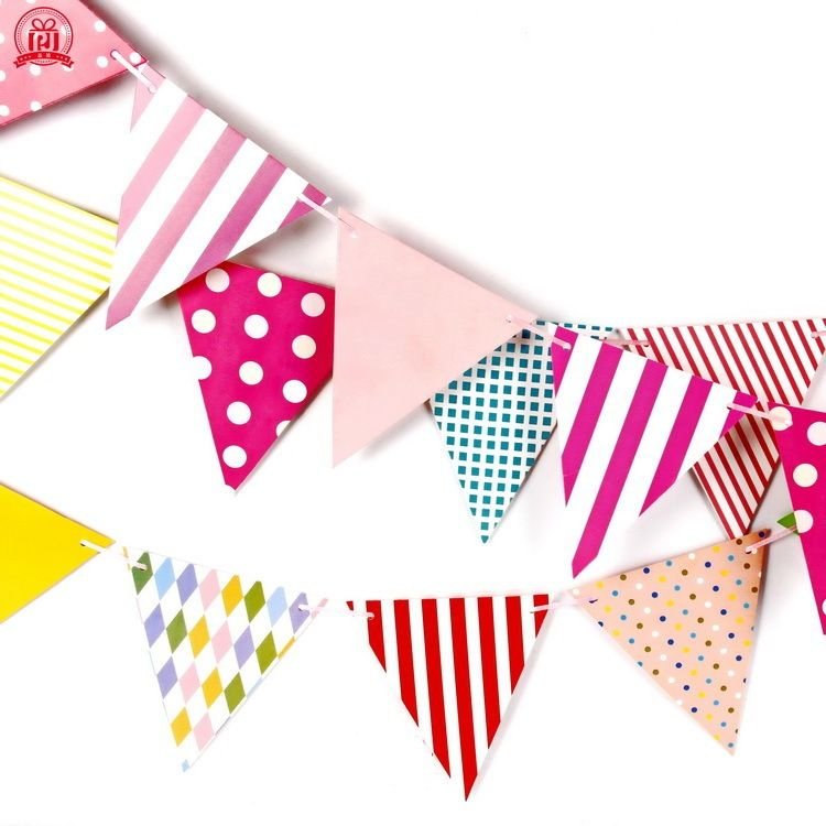 Birthday Party Paper Pennant Wave Point Colorful Flag Diy Banner