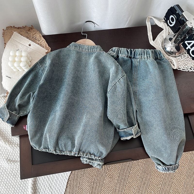 Kids Toddler Boys Fashion Casual Long Sleeve Denim Coat Jeans Set