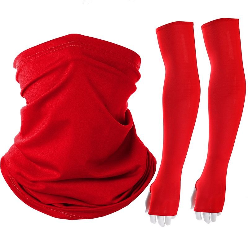 Unisex Summer Cycling Sunscreen Magic Scarf And Ice Silk Arm Sleeves Set