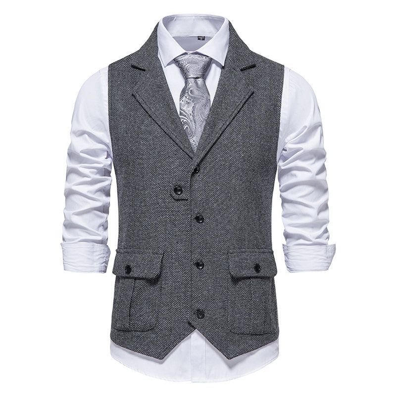 Men Fashion Business Casual Lapel Suit Vest