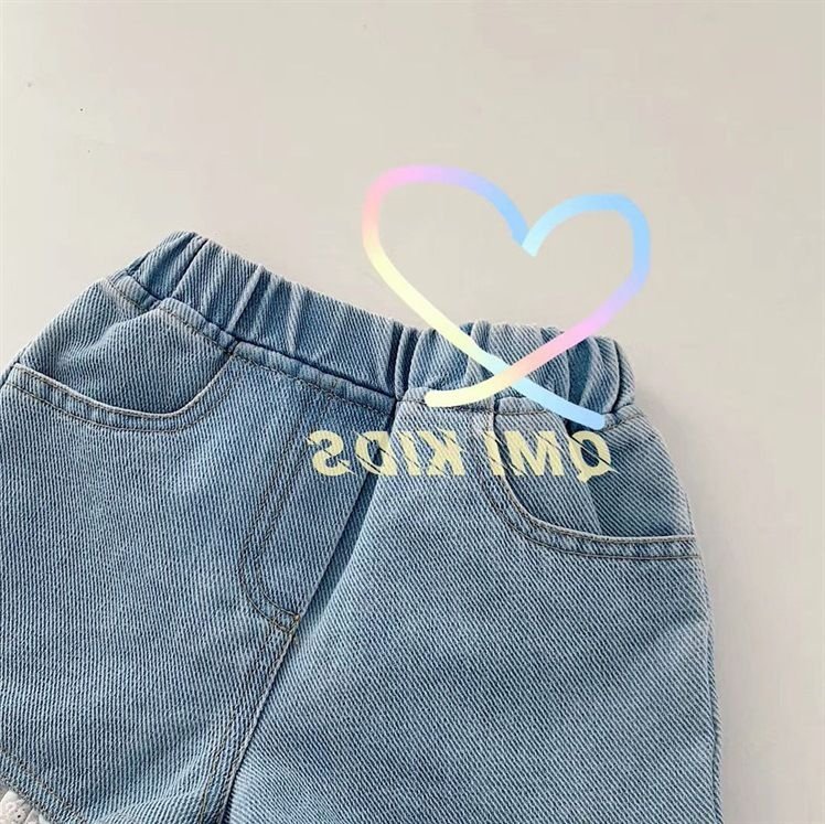 Kids Toddler Girls Fashion Casual Cute Lace Denim Shorts