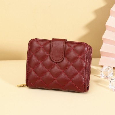 Women Fashion Solid Color Diamond Multi Card Mini Wallet