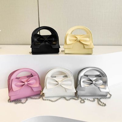 Children'S Fashion Bow Solid Color Crossbody Bag